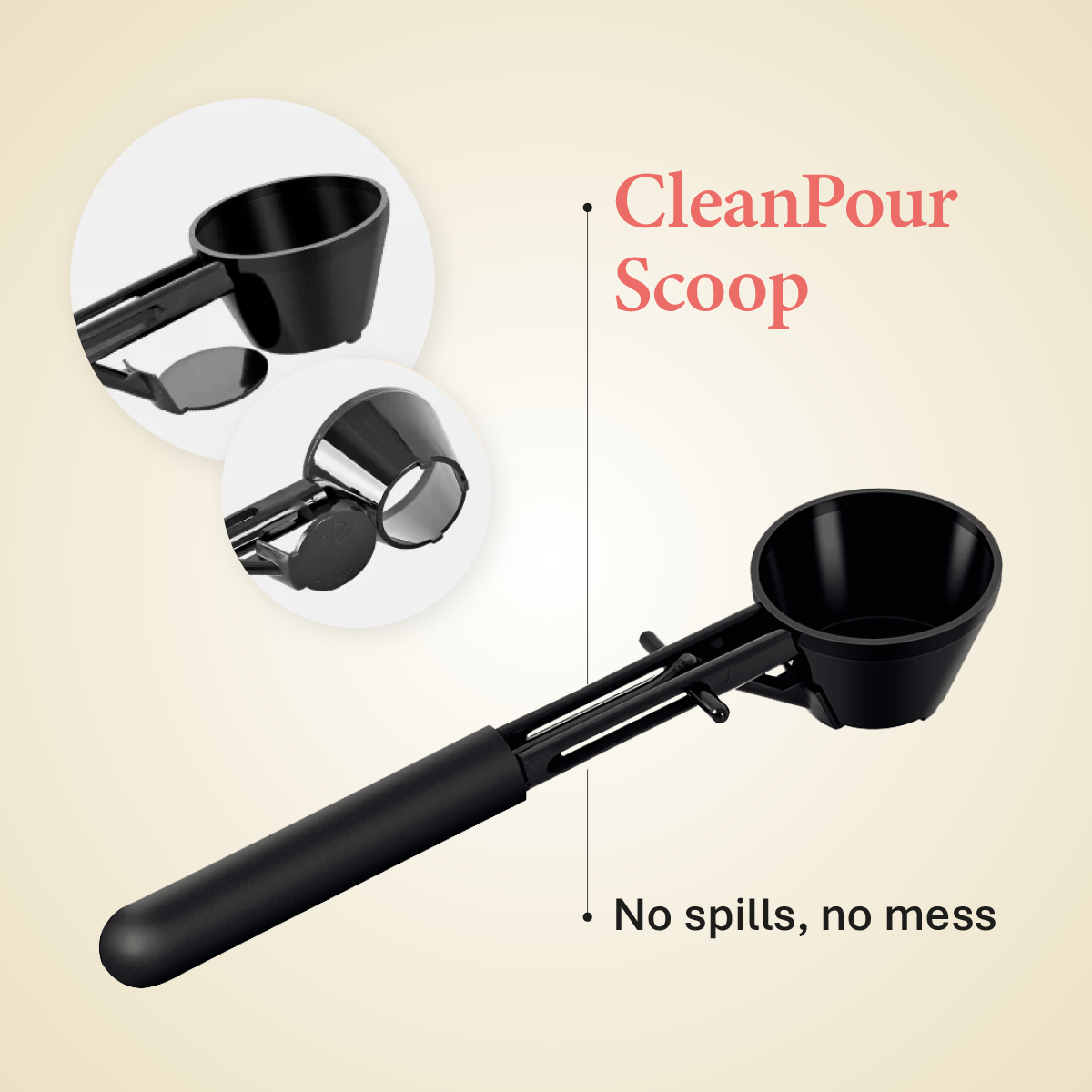CleanPour Scoop • The Spill-Free Way to Load Wellness Powders Into Any Bottle