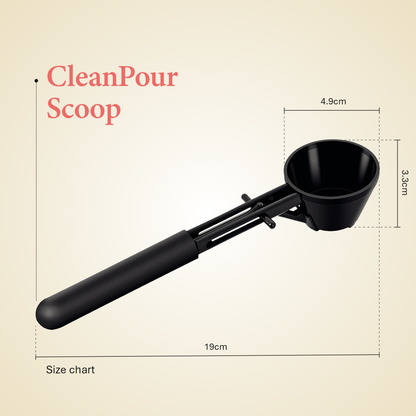 CleanPour Scoop • The Spill-Free Way to Load Wellness Powders Into Any Bottle