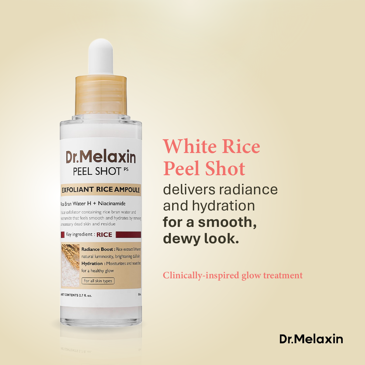 Dr. Melaxin Rice Peel Shot • Exfoliating Rice Serum Ampoules for Glow