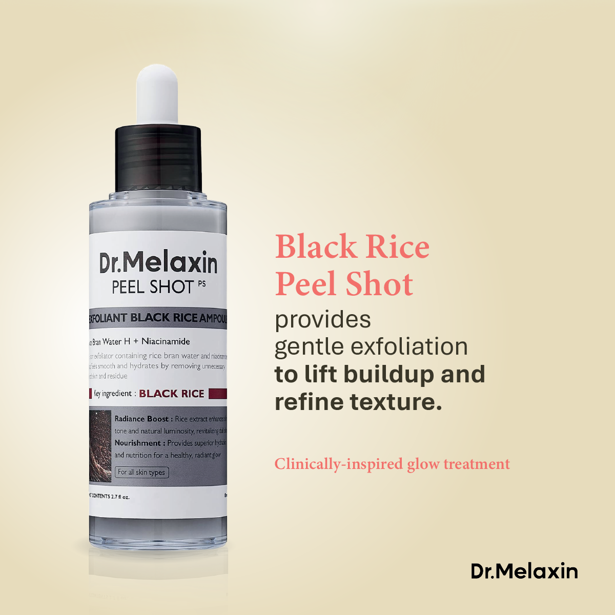 Dr. Melaxin Rice Peel Shot • Exfoliating Rice Serum Ampoules for Glow