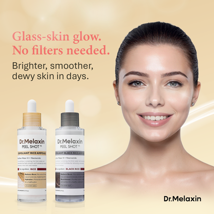Dr. Melaxin Rice Peel Shot • Exfoliating Rice Serum Ampoules for Glow